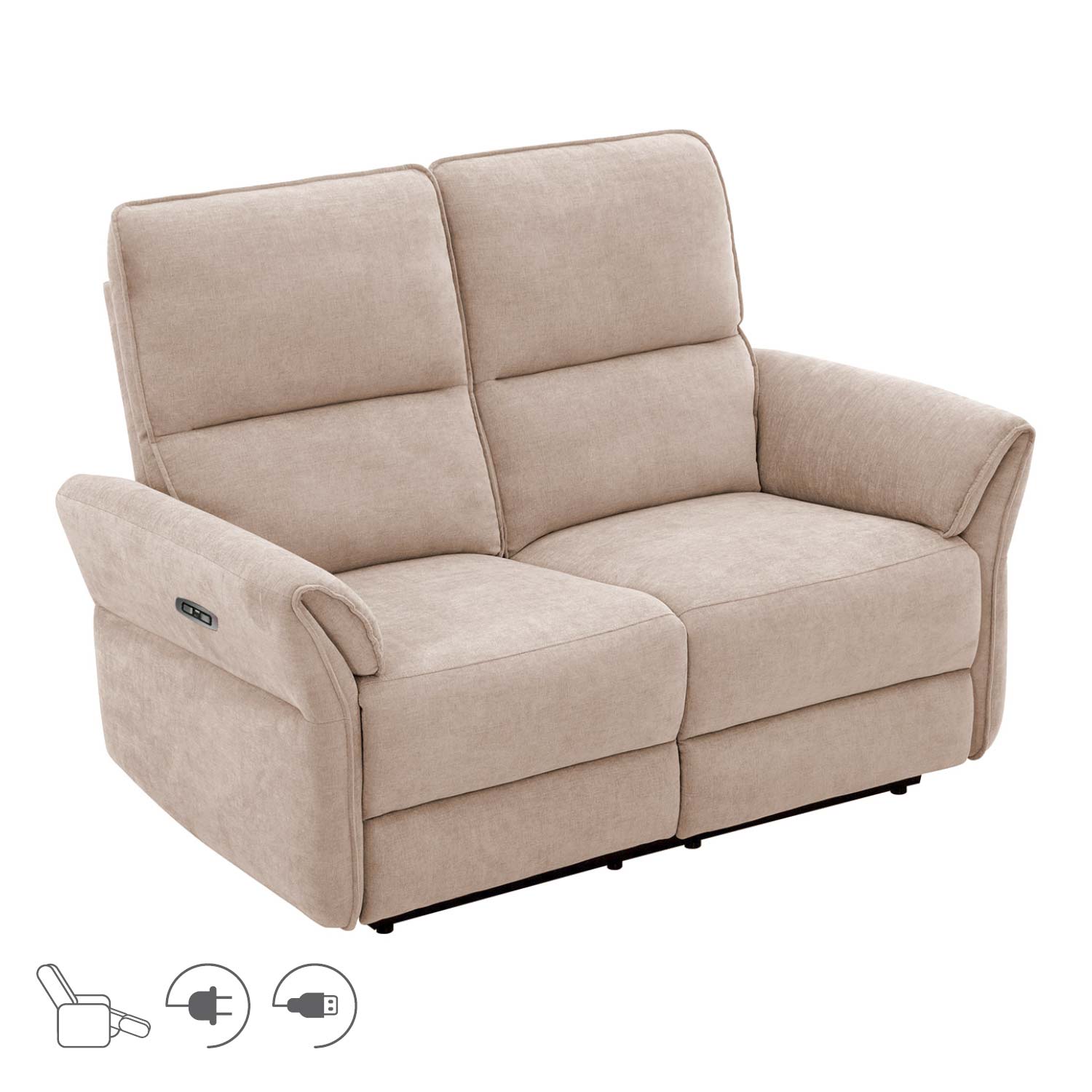 Diivan DAMIKA 2-kohaline elektriline recliner, helepruun