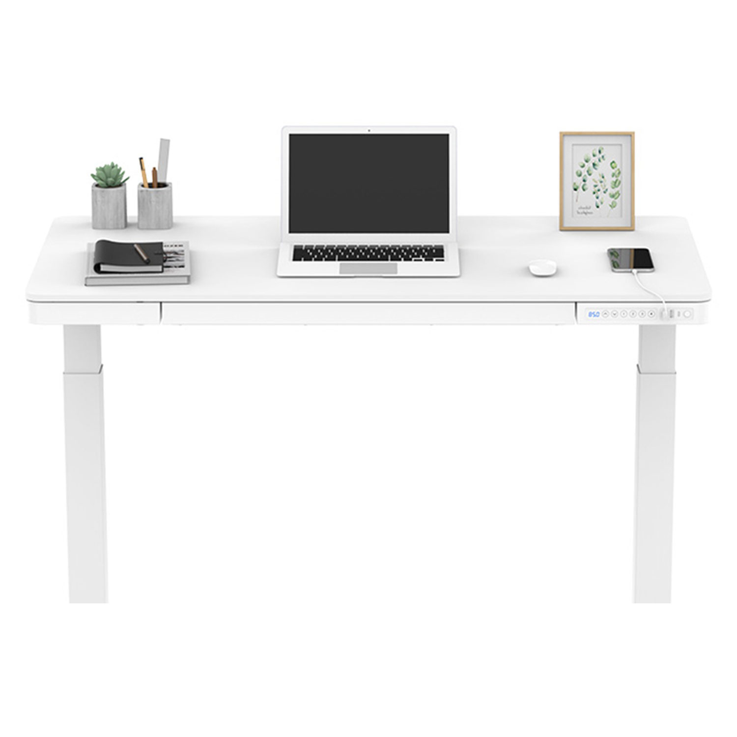 Töölaud ERGO 1-mootoriga 120x60xH72-121cm, valge - Image 2