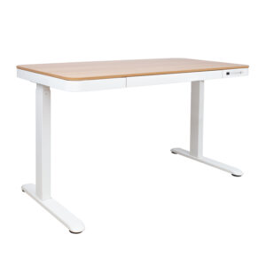 Töölaud ERGO 1-mootoriga 120x60xH72-121cm, tamm/valge