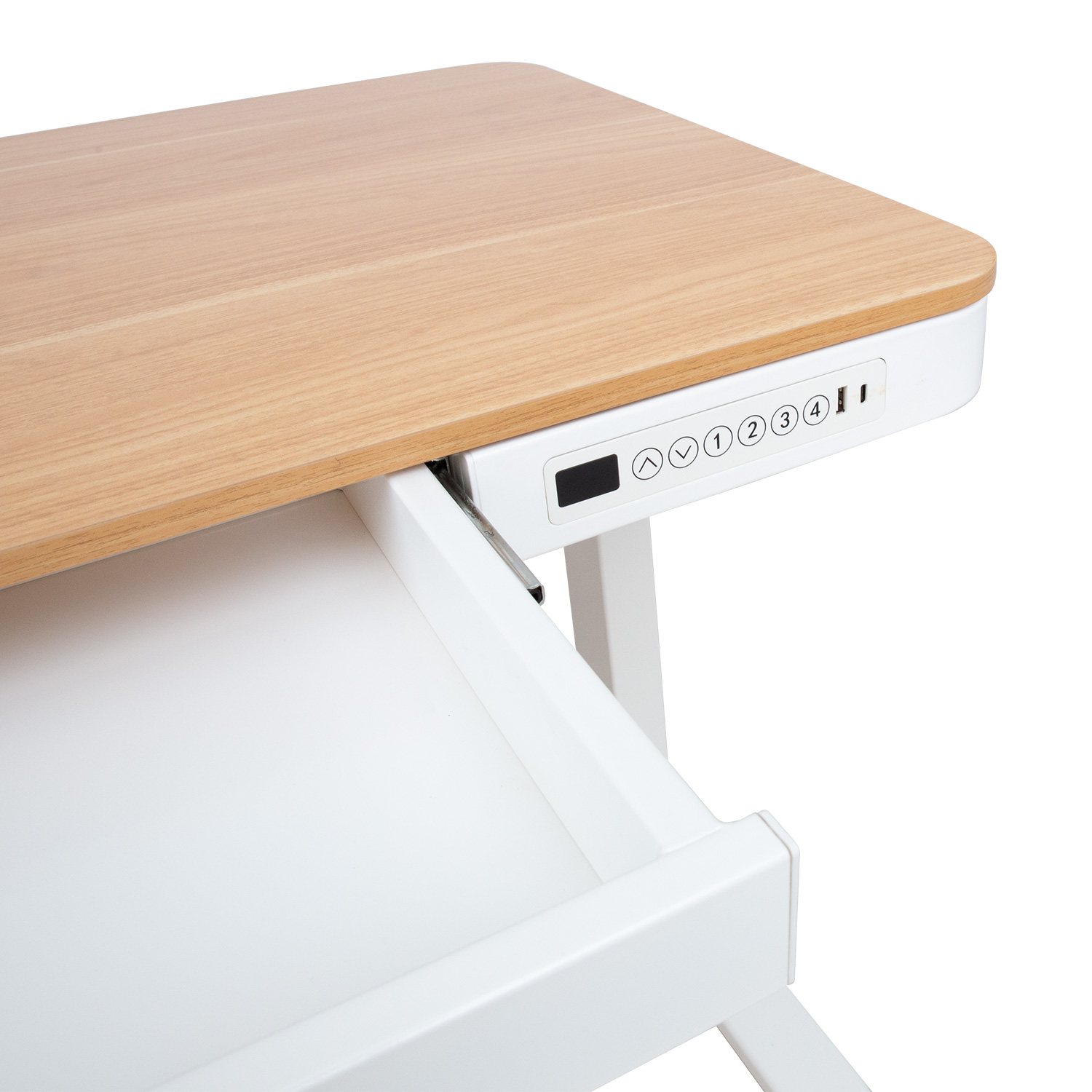 Töölaud ERGO 1-mootoriga 120x60xH72-121cm, tamm/valge - Image 4