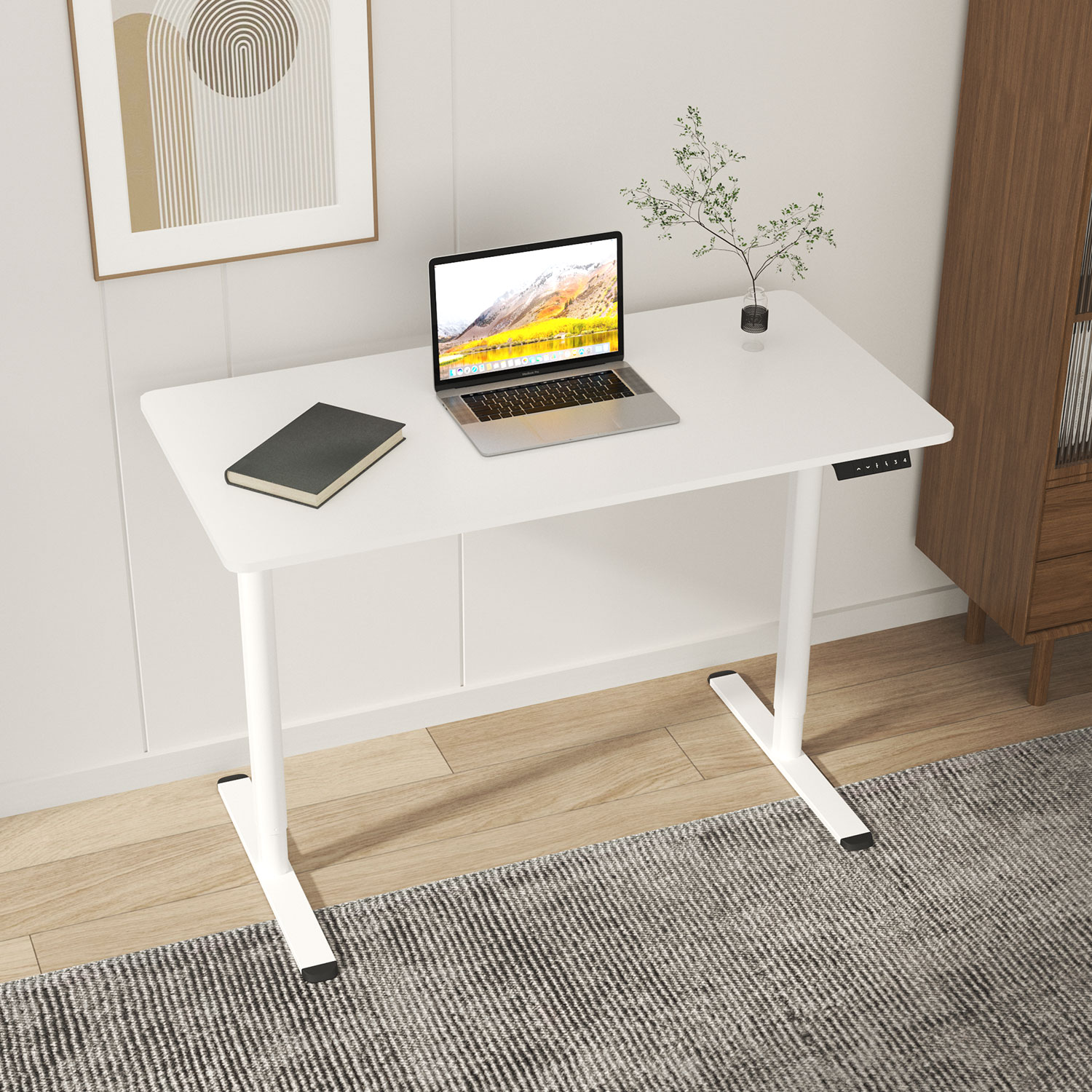 Töölaud ERGO LIGHT 1-mootoriga 120x60xH72,5-117,5cm, valge - Image 6