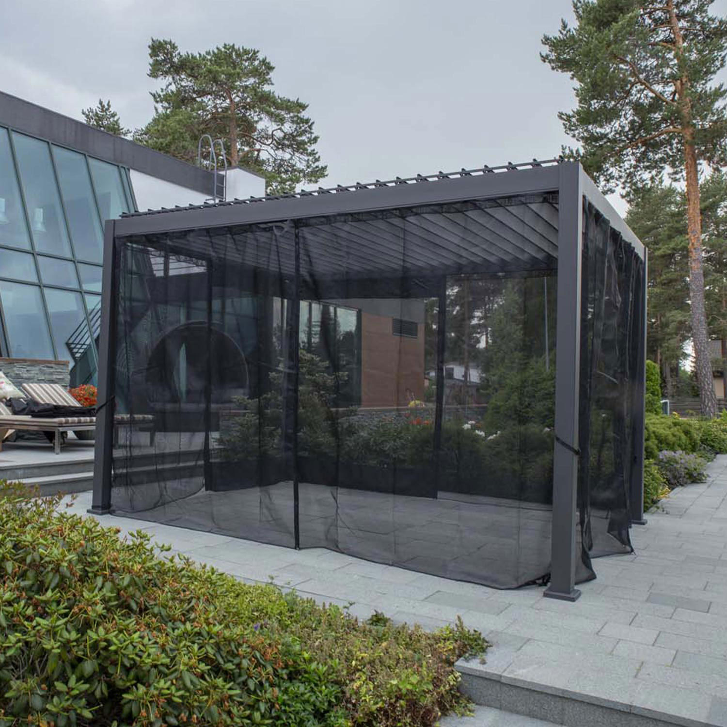 Textilene kardinad varikatusele MIRADOR-111 3x3m, must