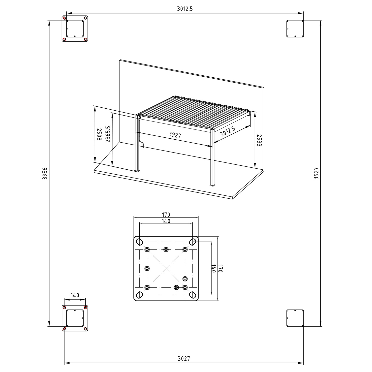 Varikatus MIRADOR-111 3x4m seinale paigaldatav, tumehall - Image 3