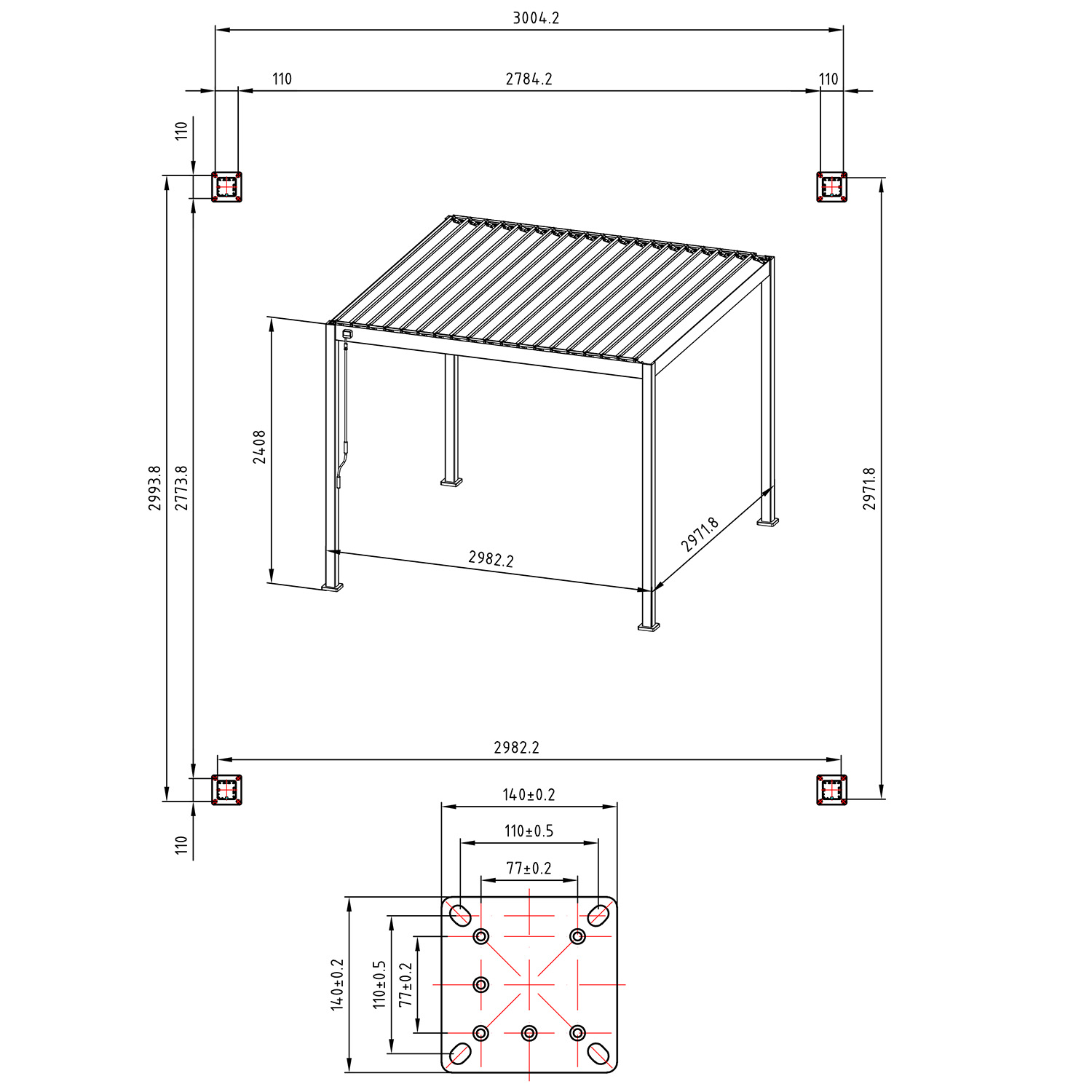 Varikatus MIRADOR-88 3x3m, tumehall - Image 7