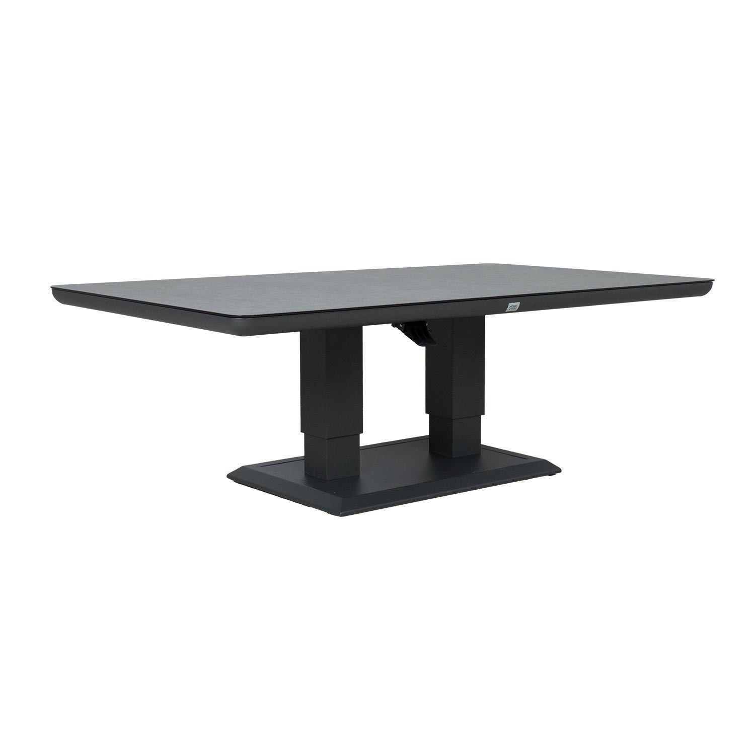 Laud TOMSON 150x90xH2-75 cm, tumehall klaasplaadiga