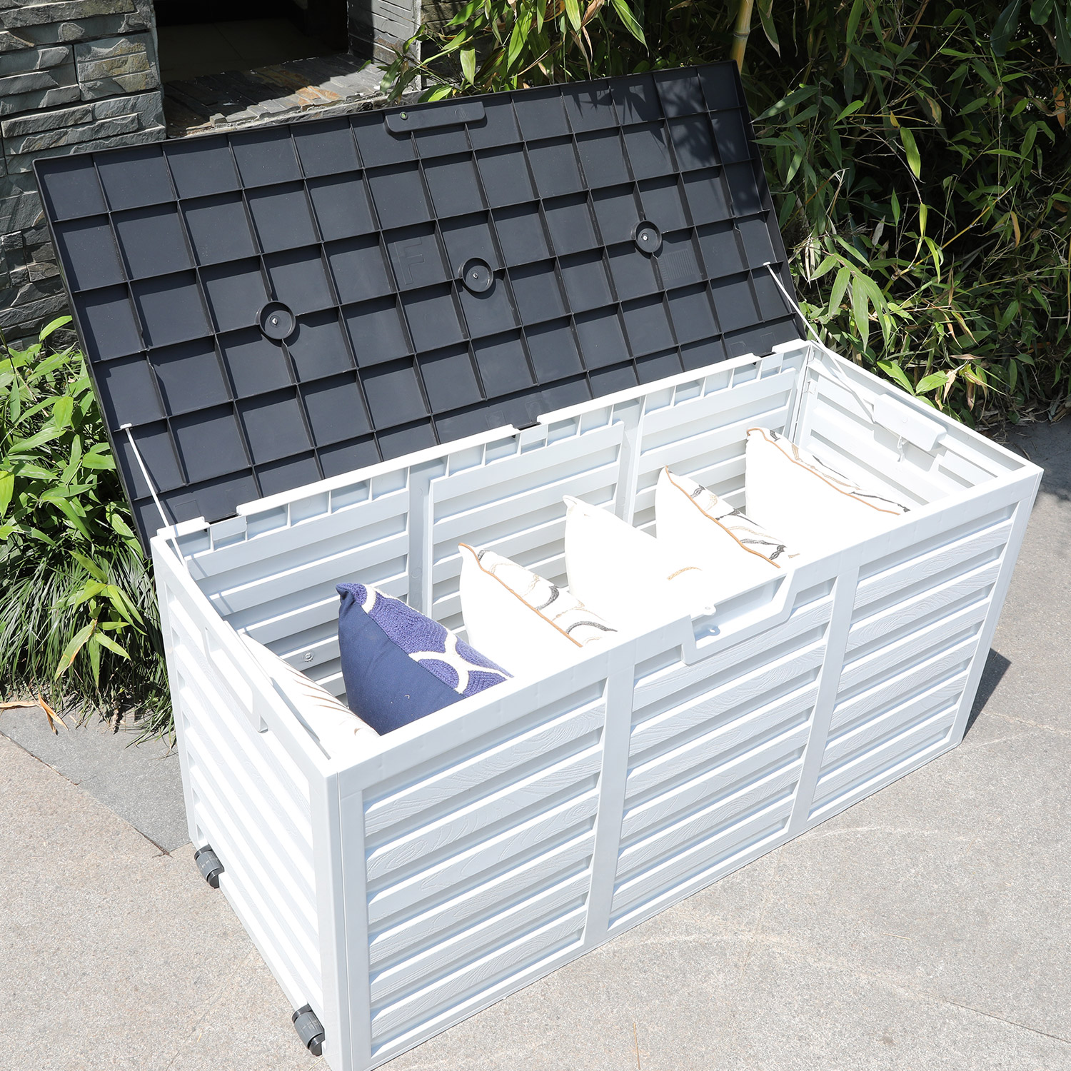 Säilituskast ALISA 112,8x49x53,5cm/265L, valge/hall plastik - Image 3