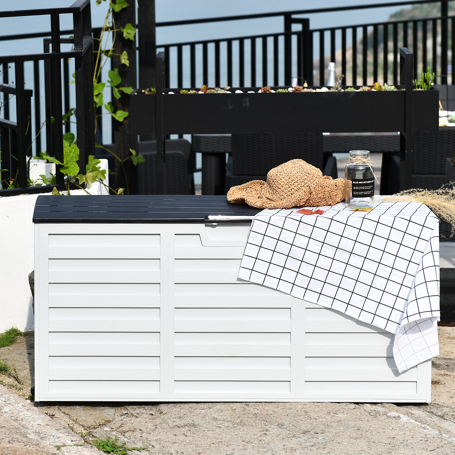 Säilituskast ALISA 112,8x49x53,5cm/265L, valge/hall plastik - Image 4