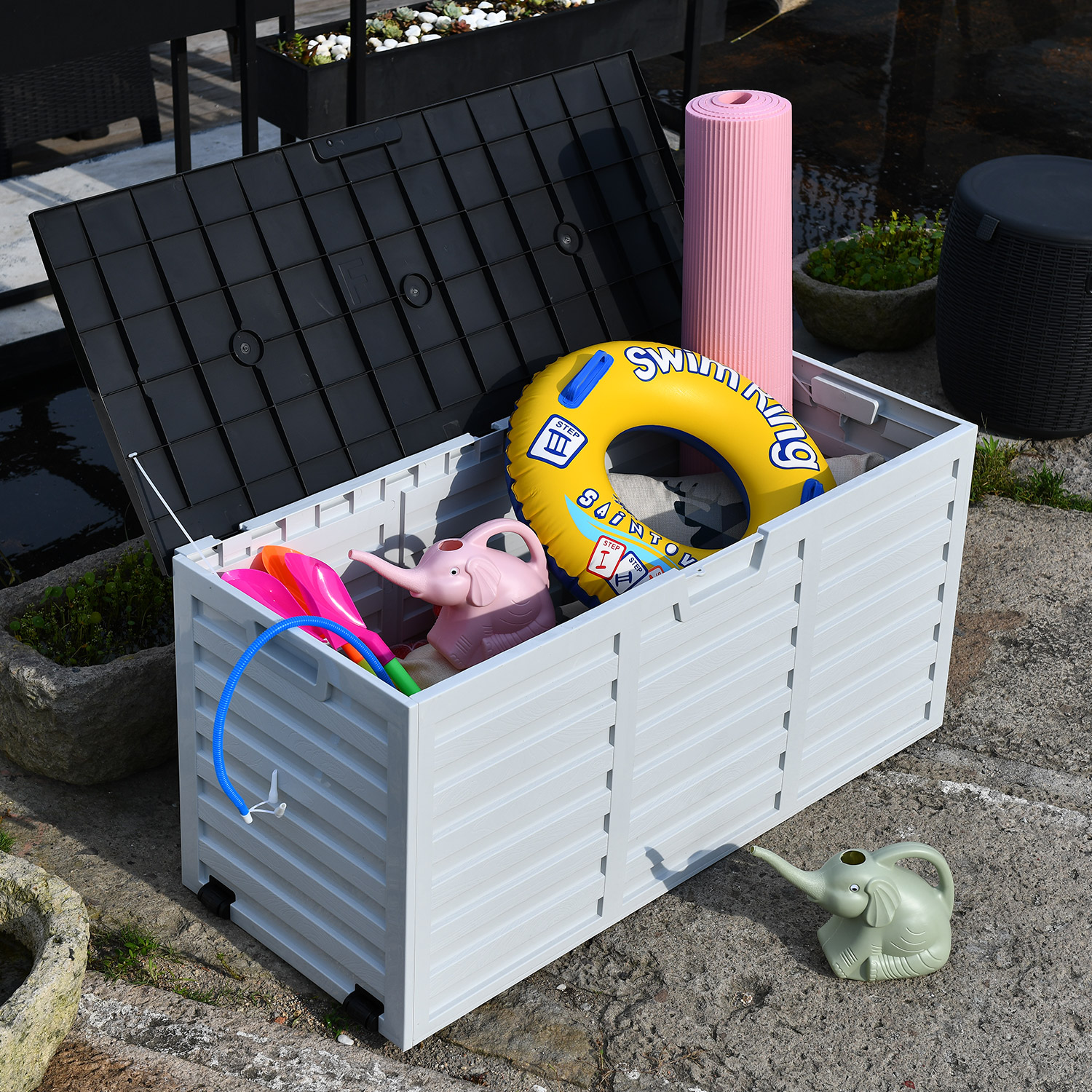 Säilituskast ALISA 112,8x49x53,5cm/265L, valge/hall plastik - Image 5