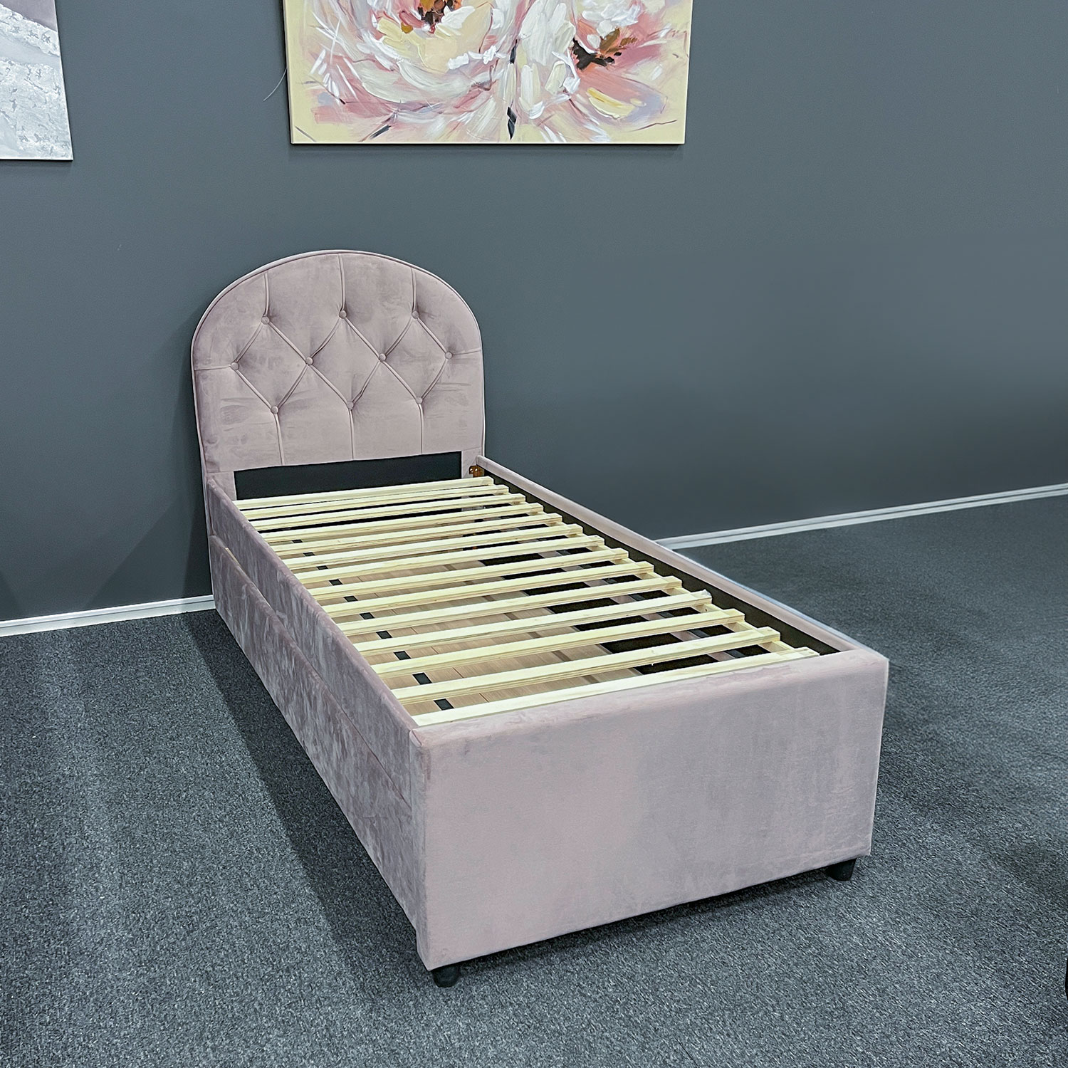 Voodi LARA 90x205cm, lillakasroosa - Image 4