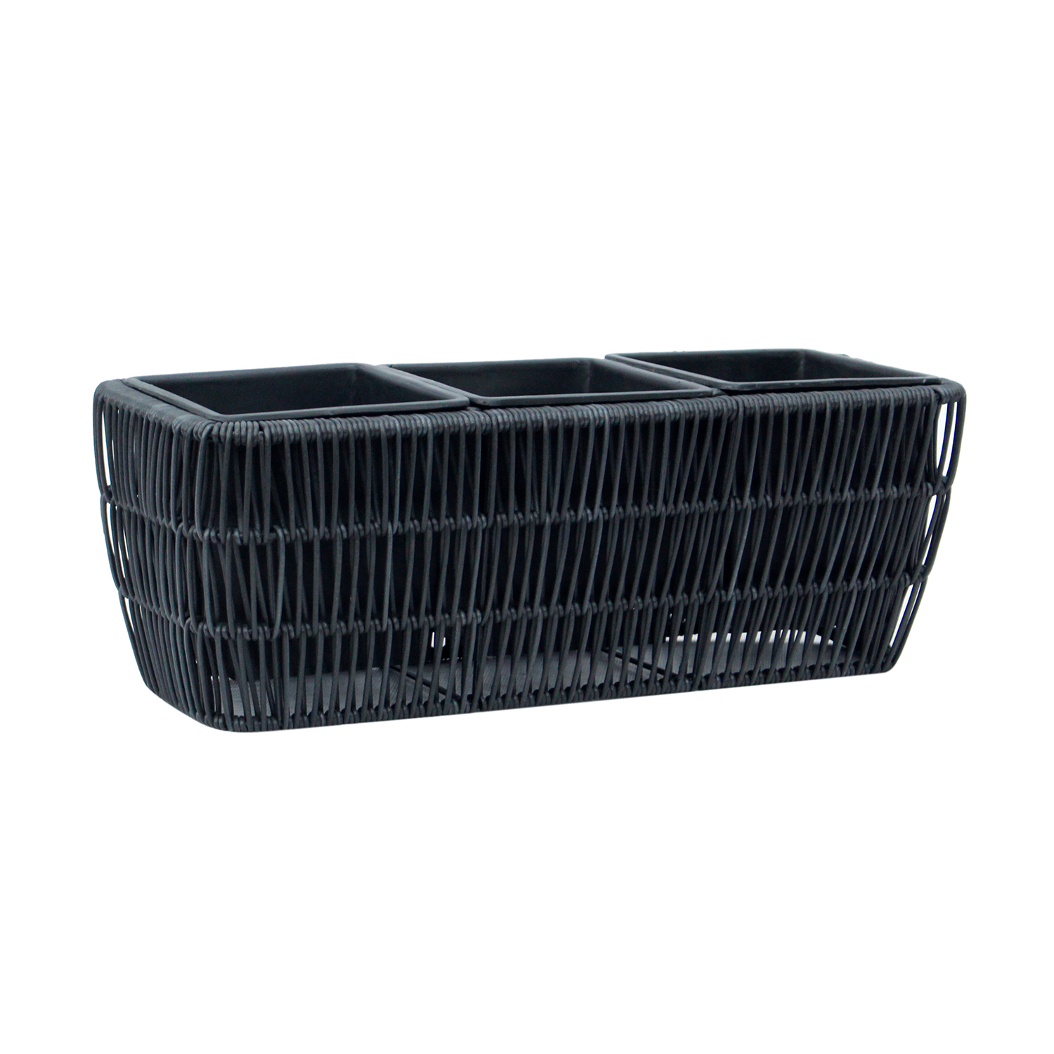 Lillekast WICKER 43x16xH16cm, must