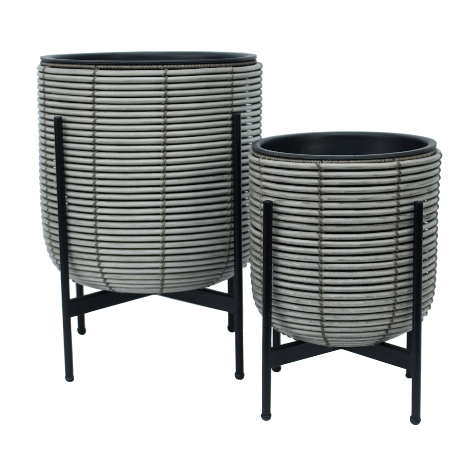 Lillepott WICKER alusega 38x38xH49cm, beežikashall - Image 2