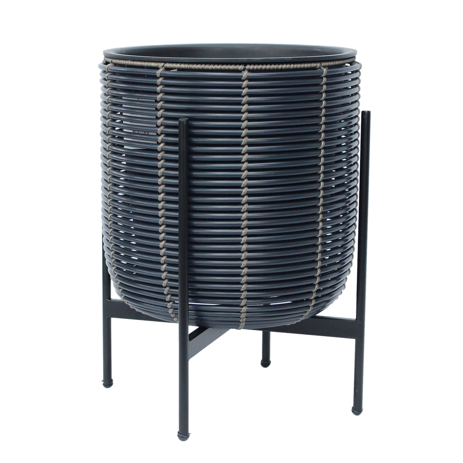 Lillepott WICKER alusega 38x38xH49cm, must/pruun