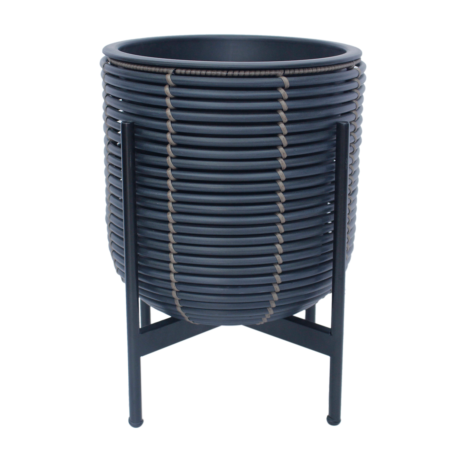 Lillepott WICKER alusega 30x30xH38cm, must/pruun - Image 2