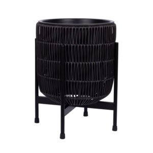Lillepott WICKER alusega 30x30xH38cm, must
