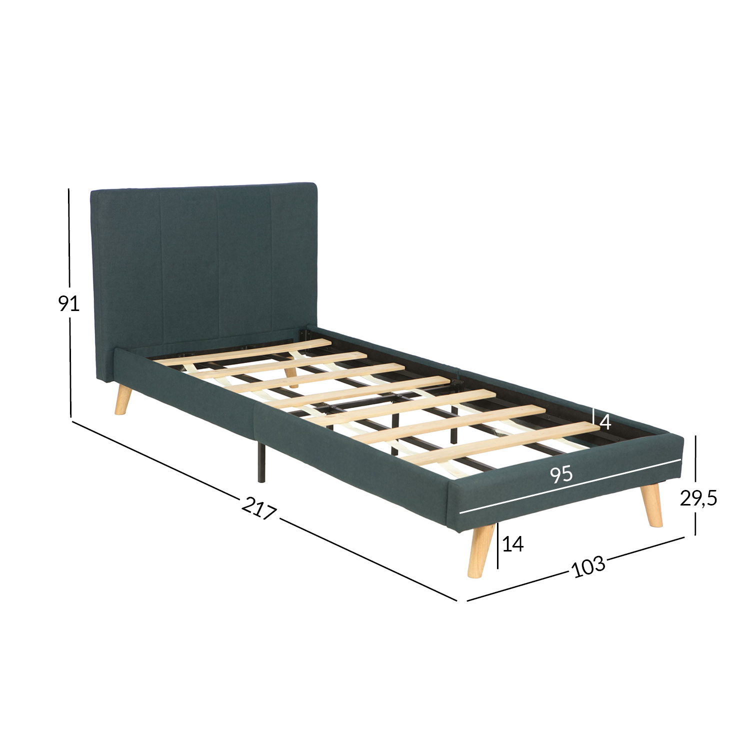Voodi JUNO 90x200cm, hall - Image 4
