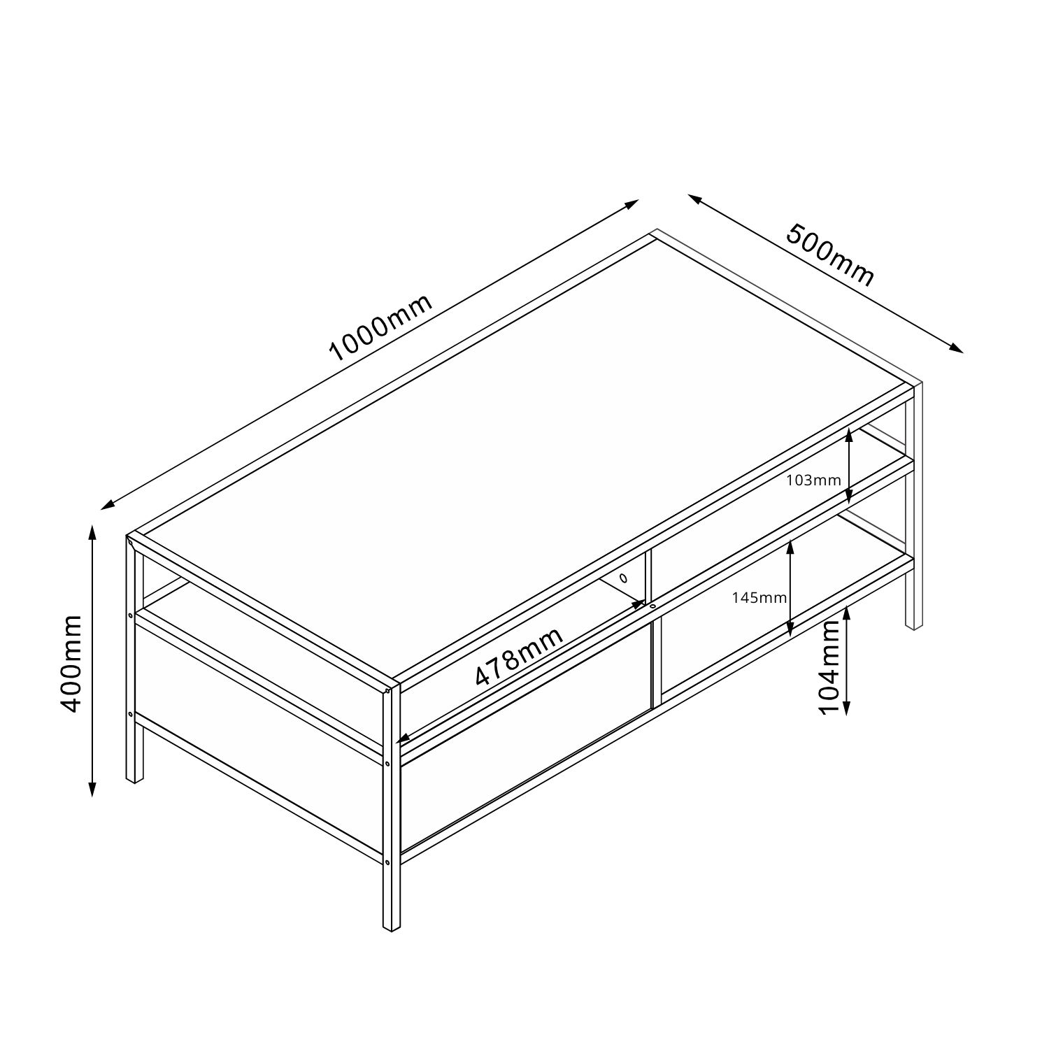 Diivanilaud HEDVIG sahtliga 100x50xH40cm - Image 3