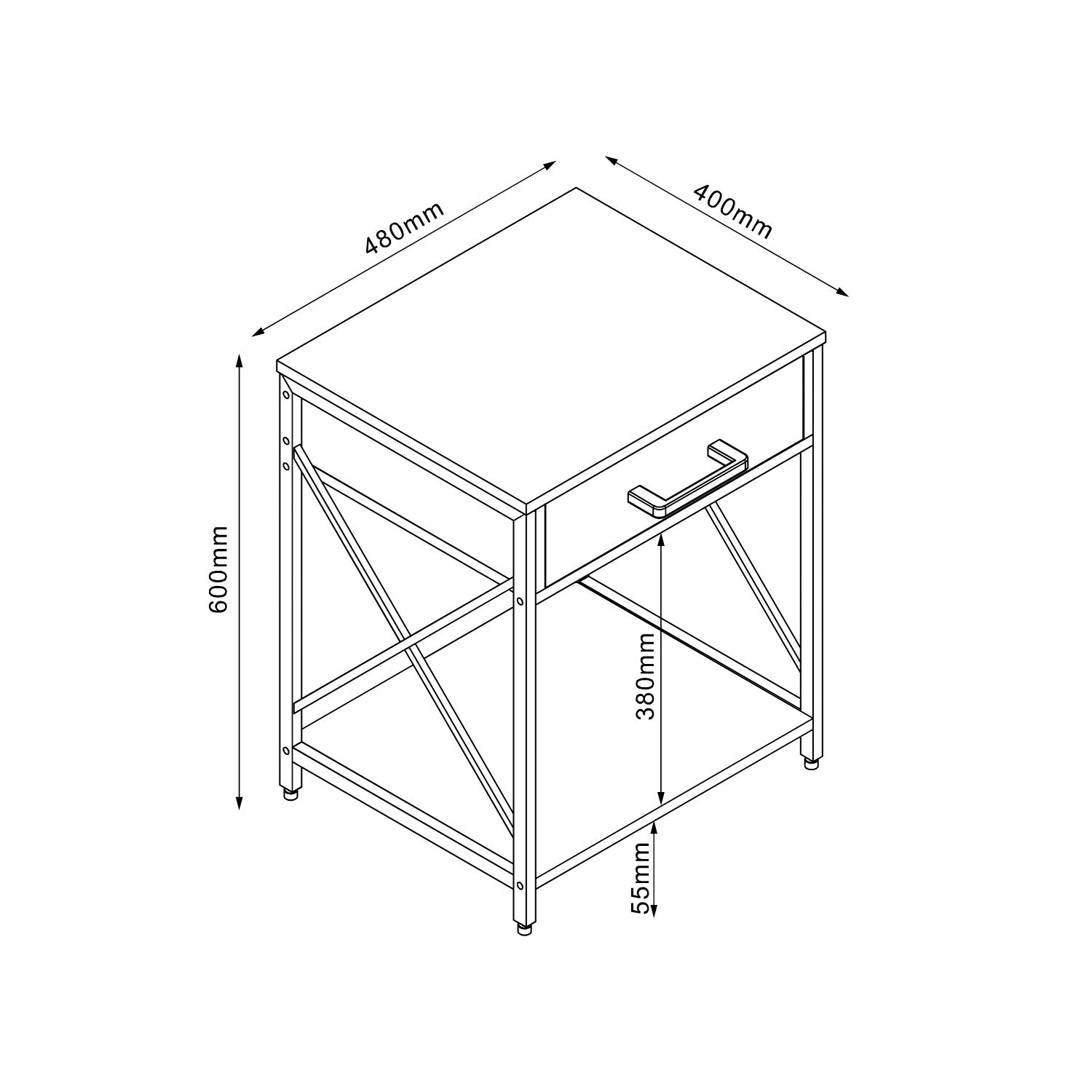 Abilaud/öökapp HEDVIG 48x40xH60cm, saar/ - Image 3