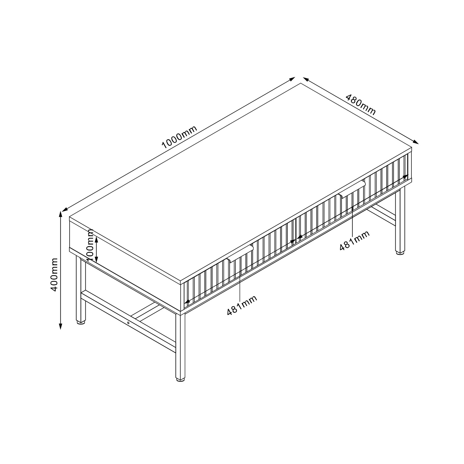 Diivanilaud HELVE 100x48xH40cm, melamiin - Image 4