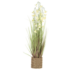 Kunstlill IN GARDEN H87cm, valge kelluke, rohukõrred potis