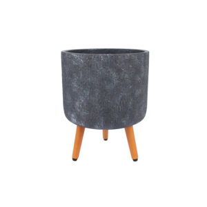 Lillepott SKY EDEN D32xH41.2cm, tumehall, puidust jalgadega
