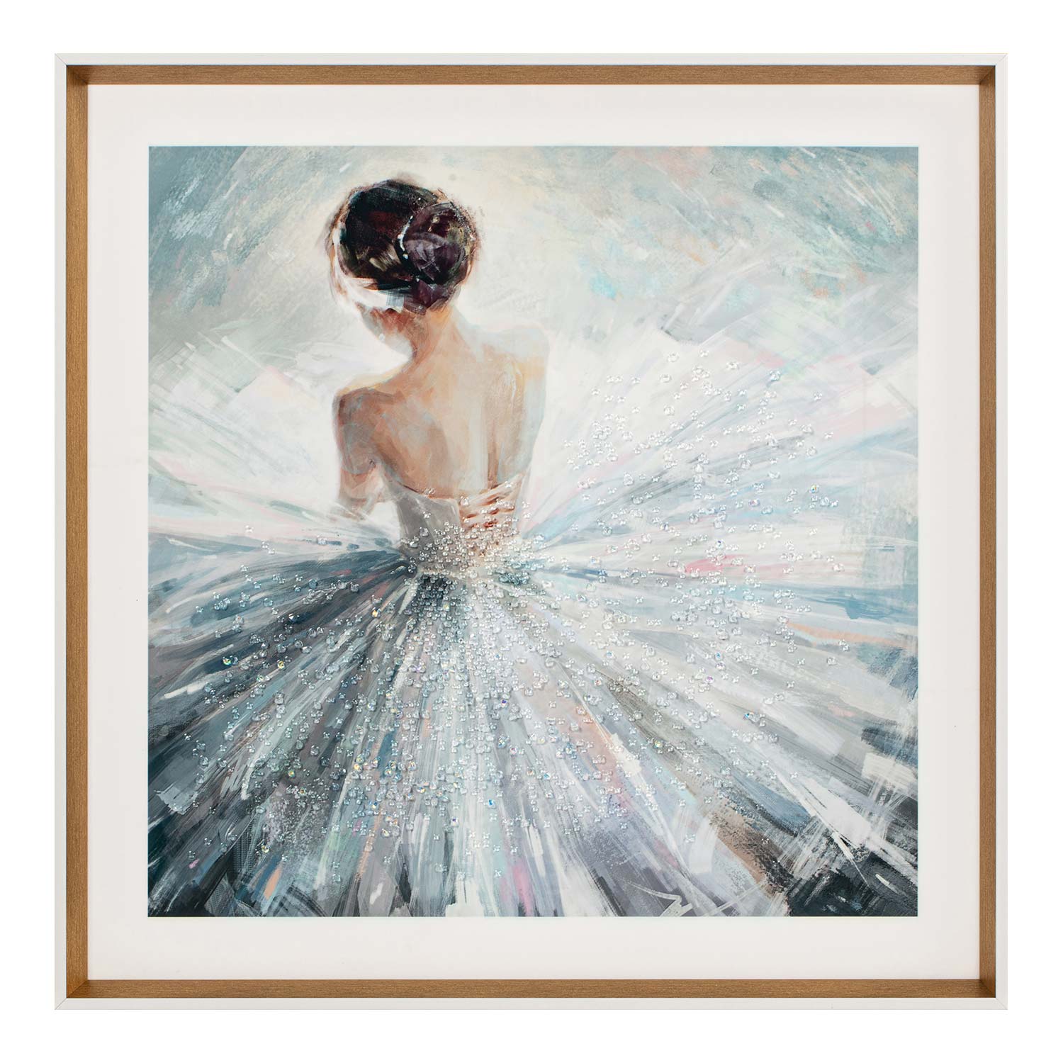 Seinapilt raamiga 80x80cm, baleriin kristallidega