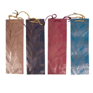 Kinkekott pudelile LEAF, 12x8x36cm, mix