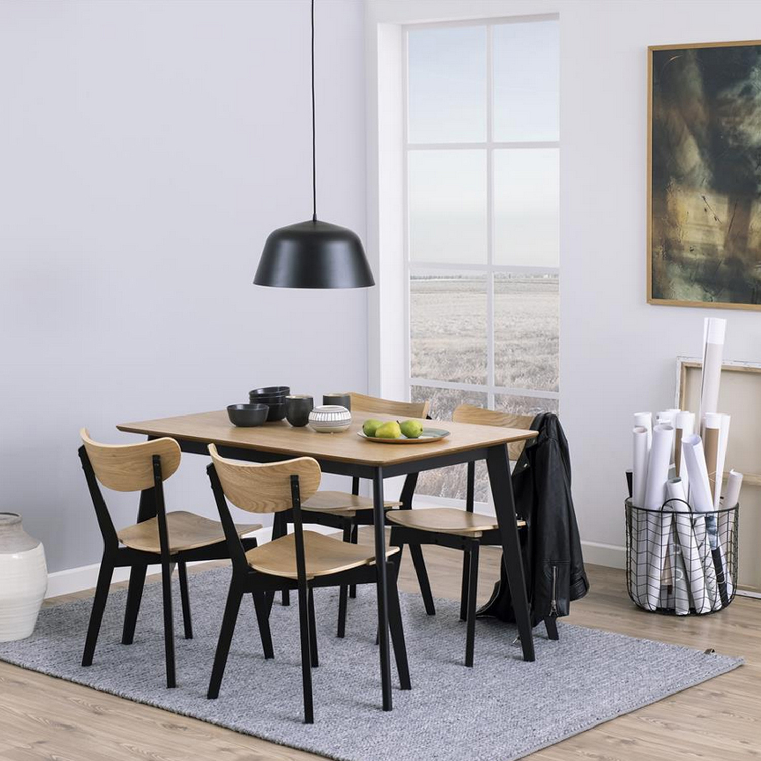 Söögilaud ROXBY 120x80xH76cm, tamm/must - Image 2