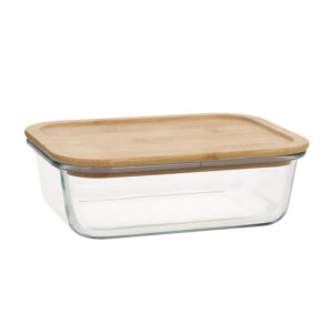 Kauss BOXY 19,7x14,7xH5,8cm 1000ml, klaas, bambus