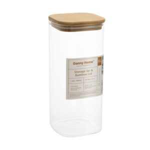 Klaaspurk JAR 10x10xH23cm 1900ml  bambusest kaanega