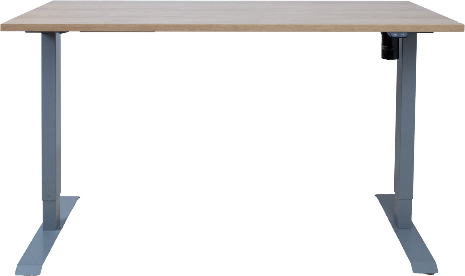 Töölaud ERGO 1-mootoriga 140x70xH71-121cm, hikkoripuu/hõbehall - Image 2