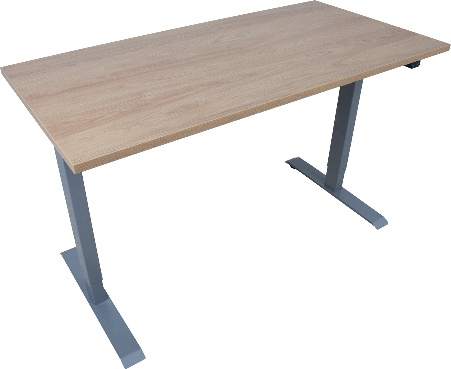 Töölaud ERGO 1-mootoriga 140x70xH71-121cm, hikkoripuu/hõbehall - Image 3