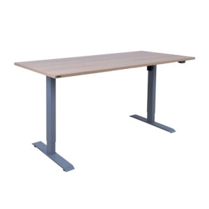 Töölaud ERGO 1-mootoriga 160x80xH71-121cm, hikkoripuu/hõbehall