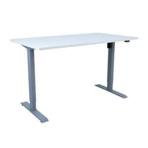 Töölaud ERGO 1-mootoriga 140x80xH71-121cm, hallikasvalge/hõbehall