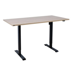 Töölaud ERGO 1-mootoriga 160x80xH71-121cm, hikkoripuu/must