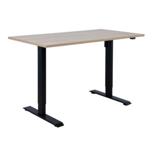 Töölaud ERGO 1-mootoriga 140x70xH71-121cm, hikkoripuu/must