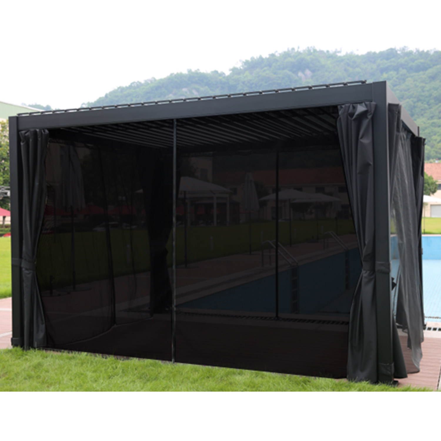 Varikatus MIRADOR-111 3x3m textilene seintega, tumehall - Image 2