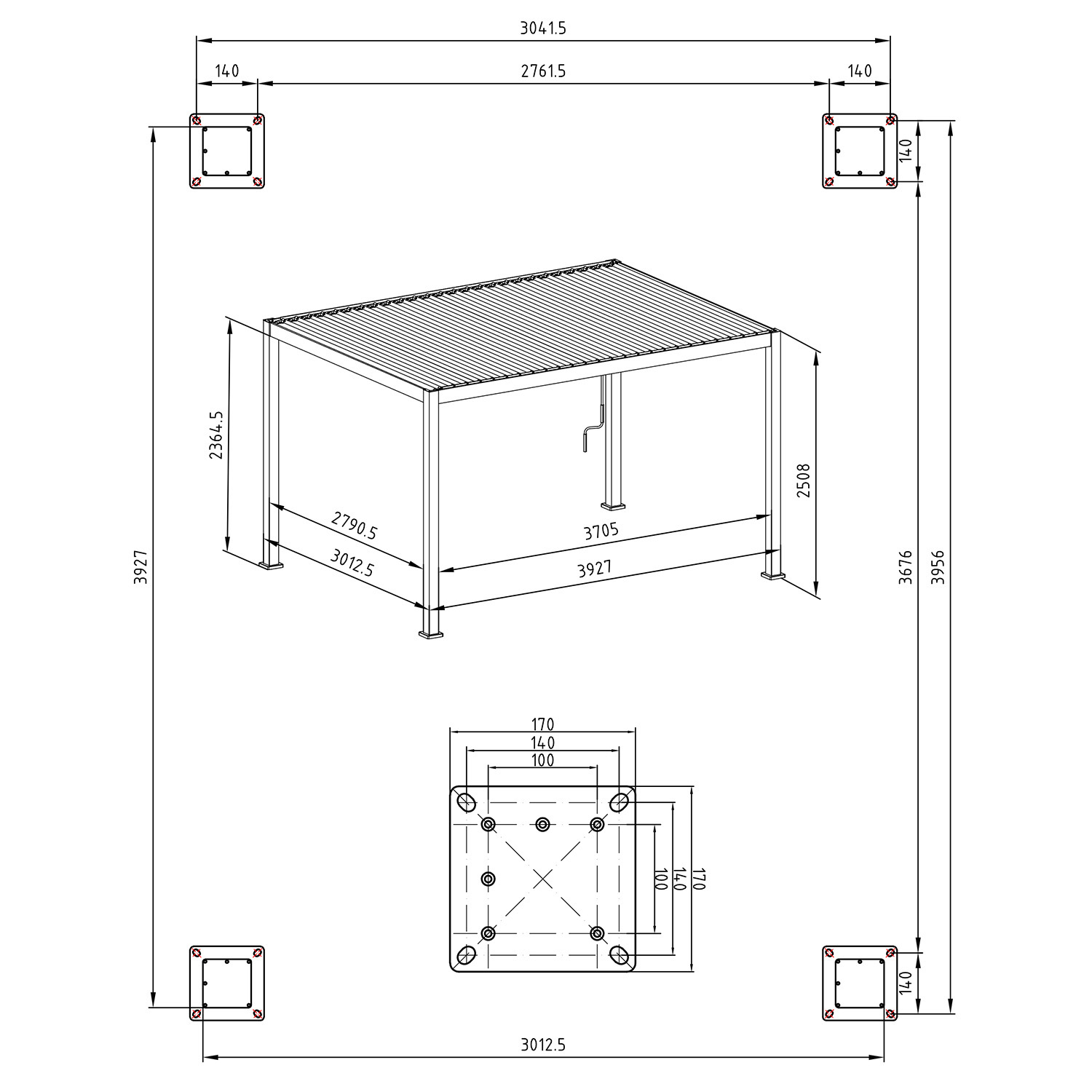 Varikatus MIRADOR-111 3x4m textilene seintega, tumehall - Image 5