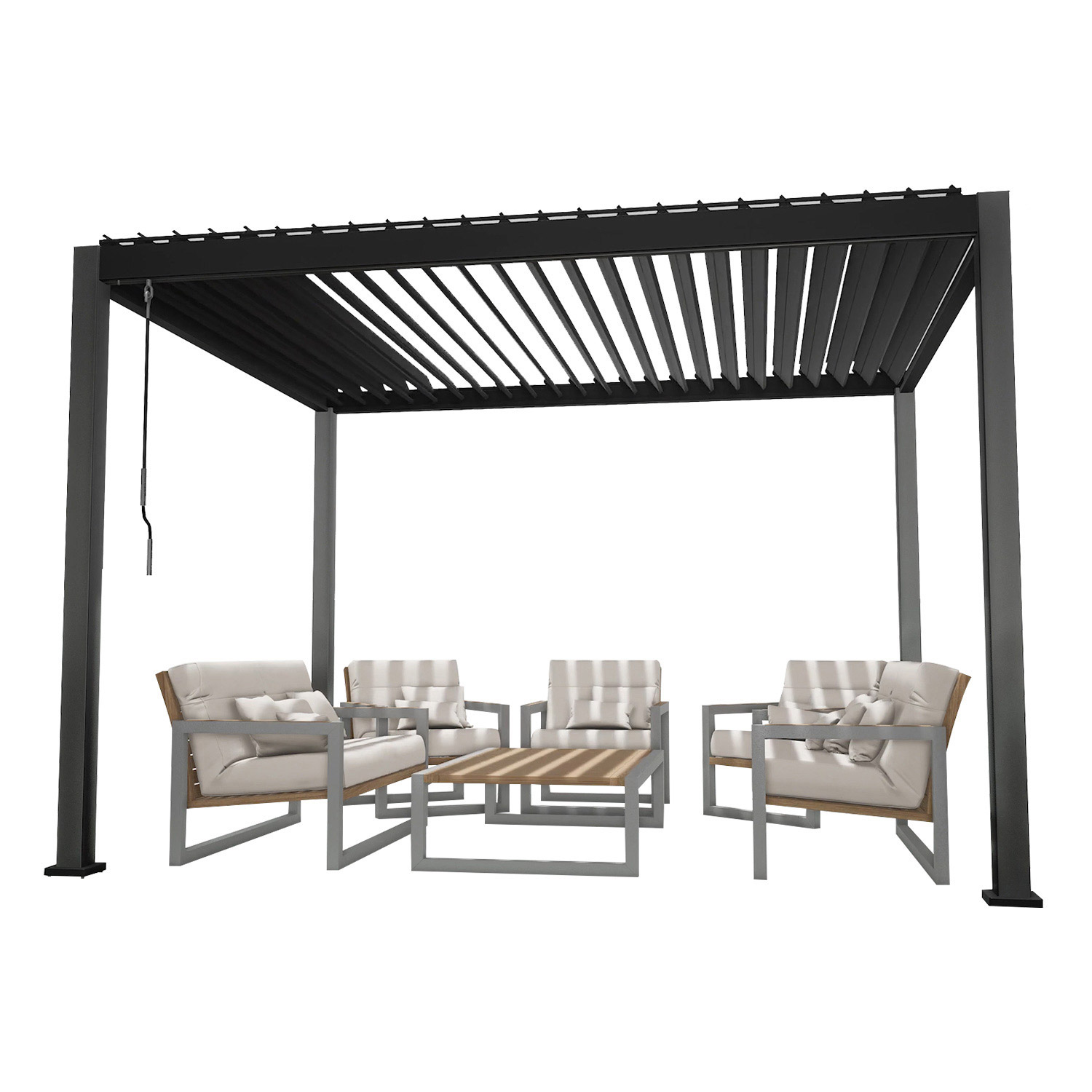 Varikatus MIRADOR-111 3x4m textilene seintega, tumehall - Image 4