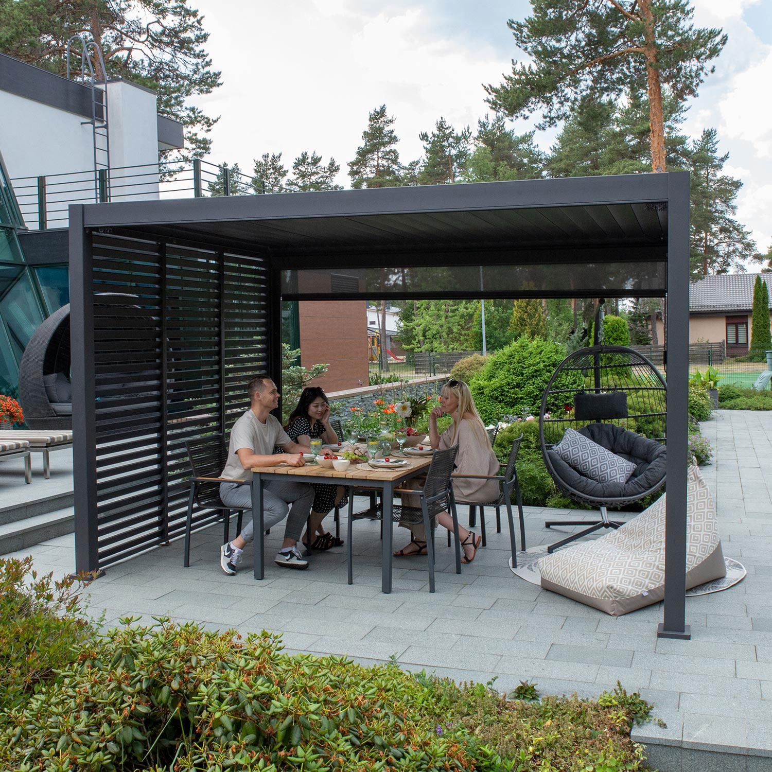 Varikatus MIRADOR-111 3x4m klaasist lükandseintega, tumehall - Image 5