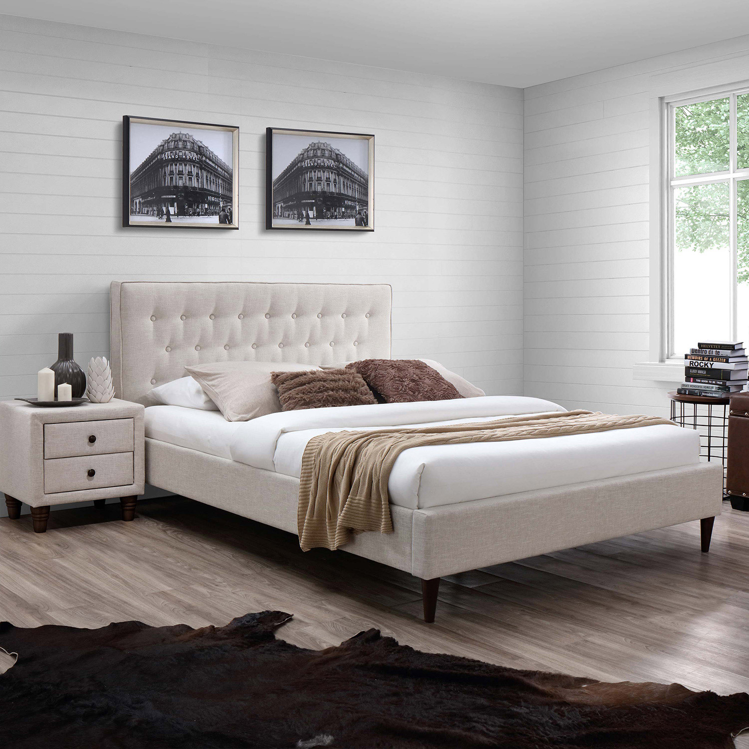 Voodi EMILIA 180x200cm, madratsiga HARMONY TOP, beež